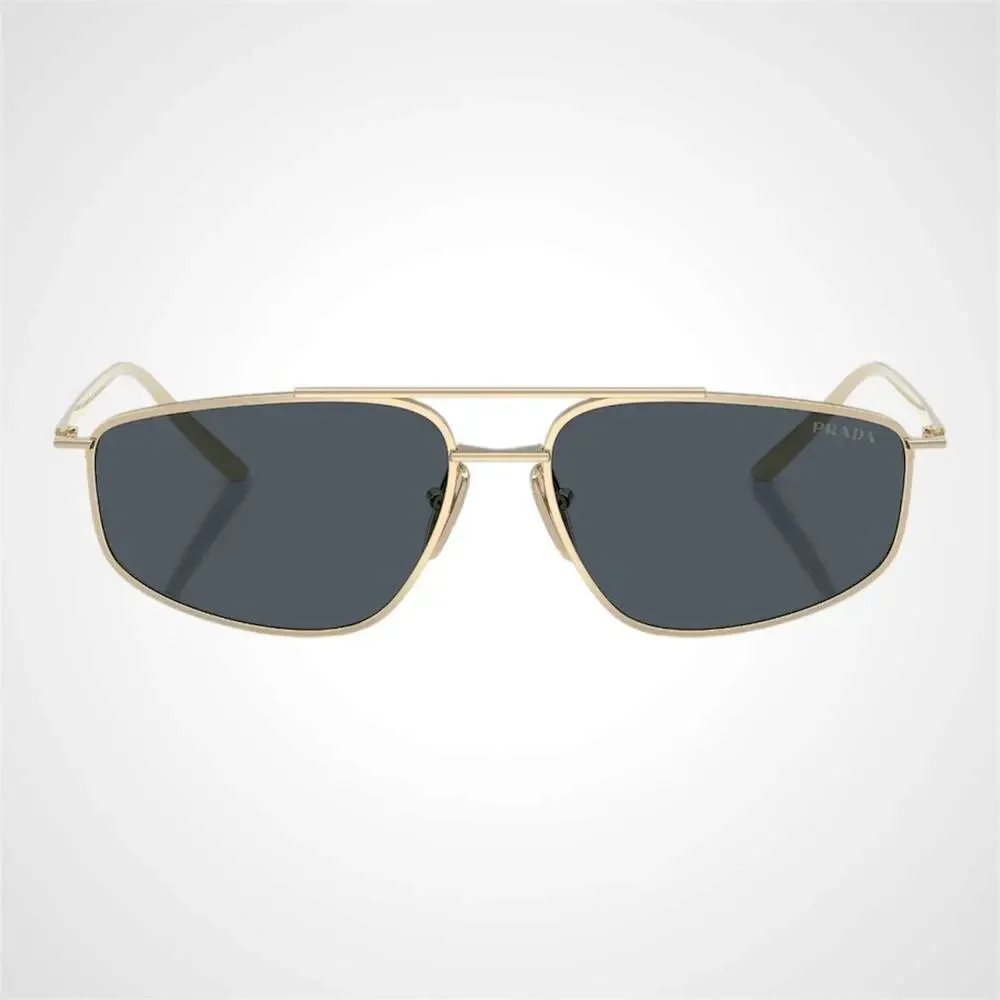 New PRADA Sunglasses Gold Metal Pillow Square Grey Lens 58-15-145mm